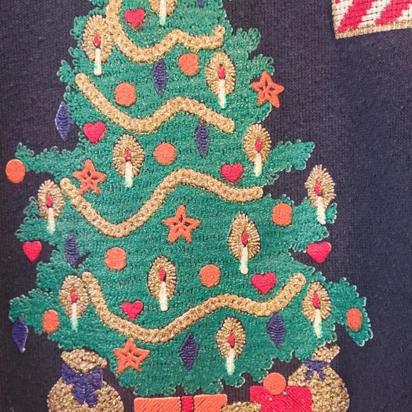 Navy Blue Christmas Sweater with Red Accents - Picture 5 of 8